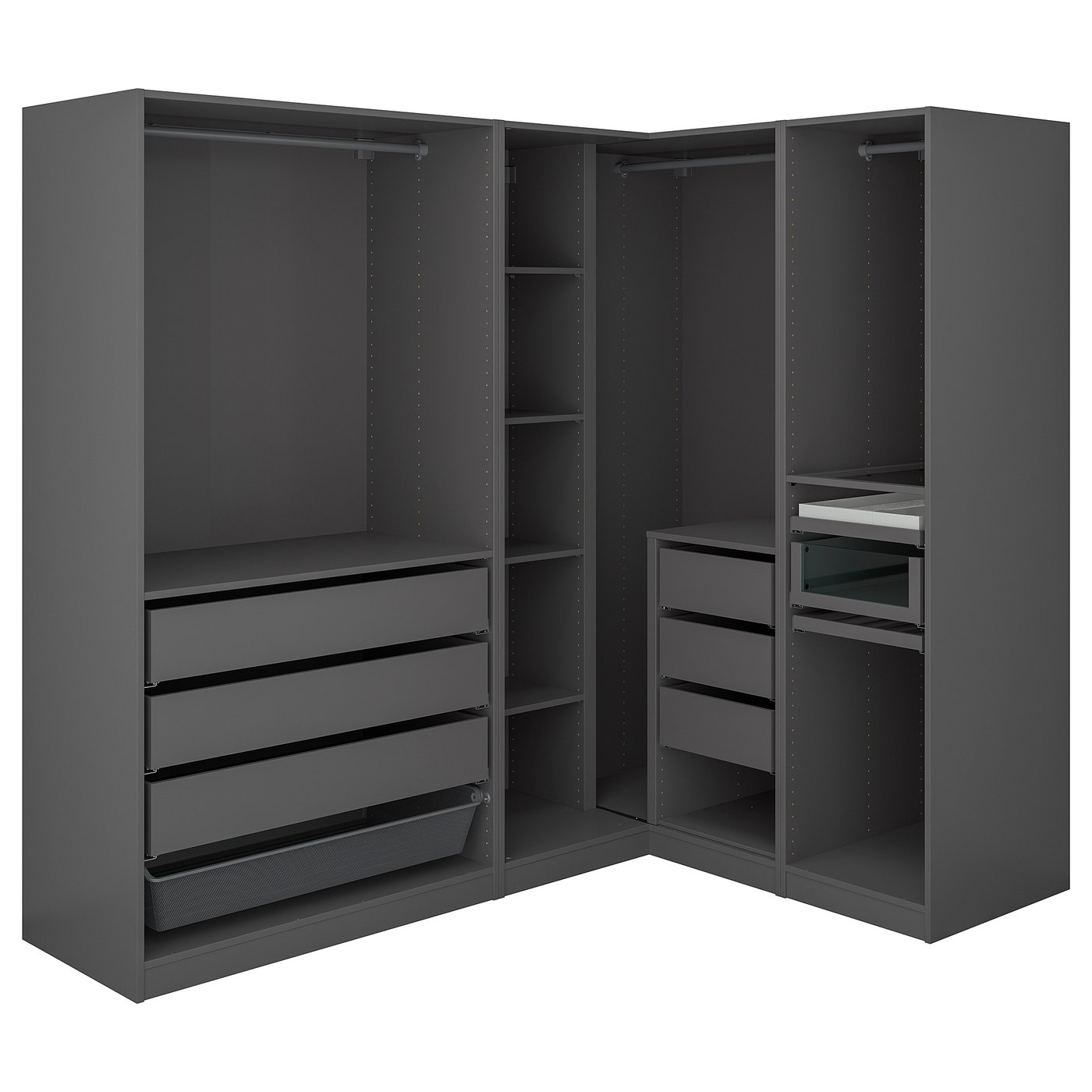 PAX corner wardrobe, dark gray, 827/8/631/4x791/4