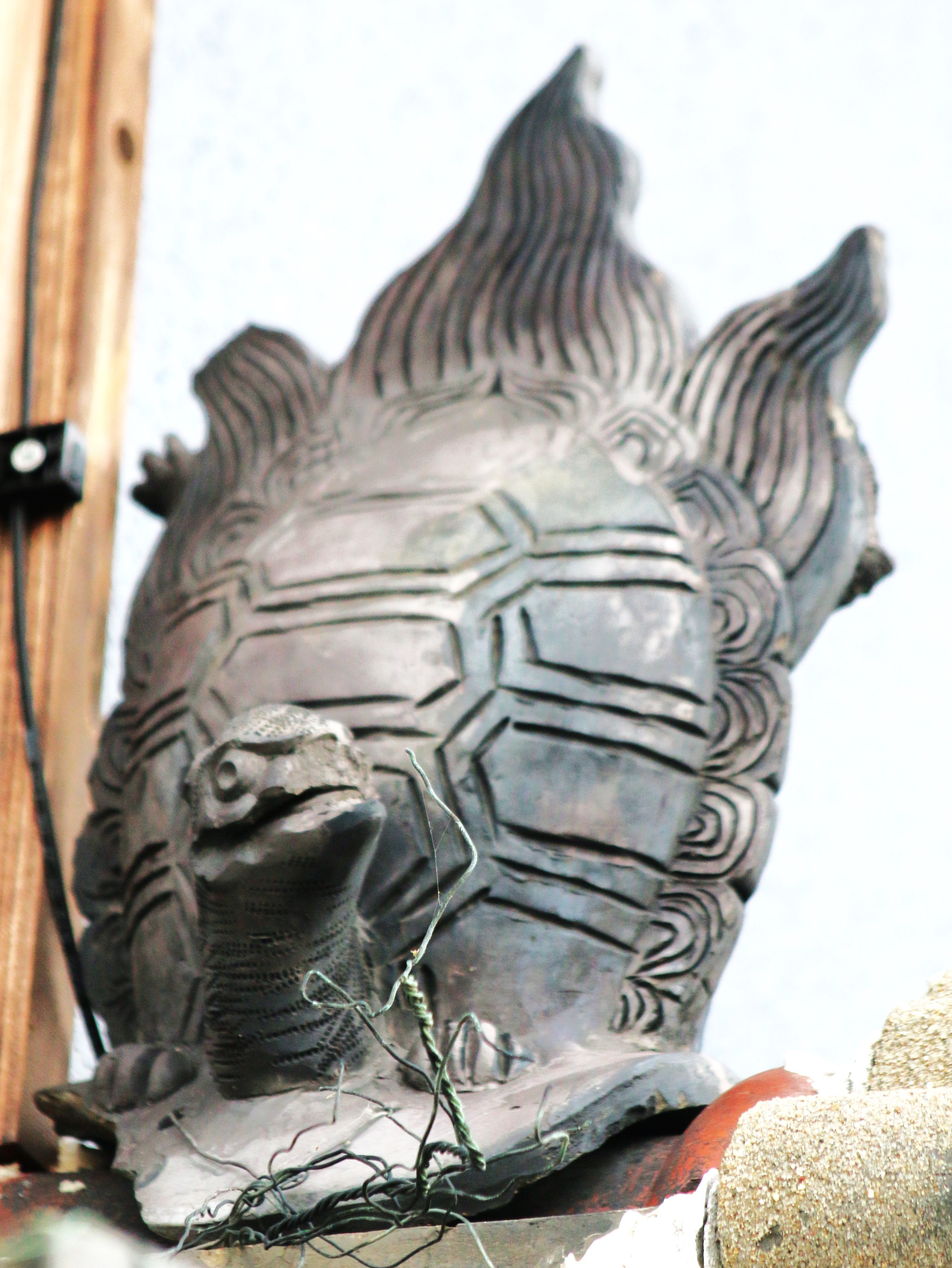 お*ん様 鬼瓦 棟飾り 飾り瓦 超希少品！鶴2羽、亀、鯉の 4点セット