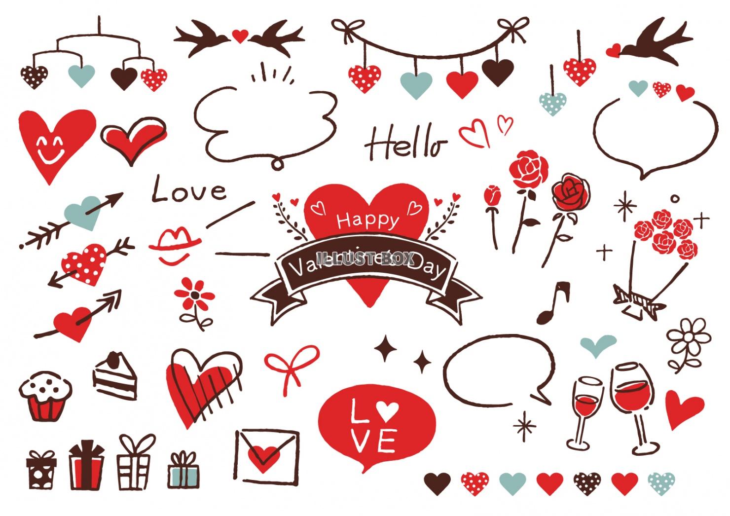 バレンタインの手書きイラスト03：イラスト無料