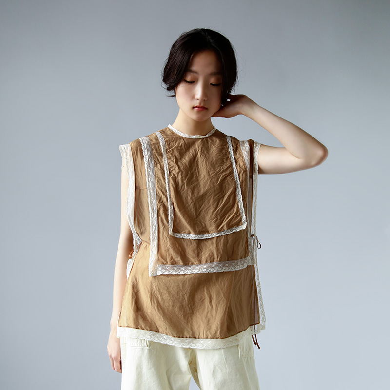 TOWAVASE トワヴァーズ コットン シルク リバー レース タブリエ プル