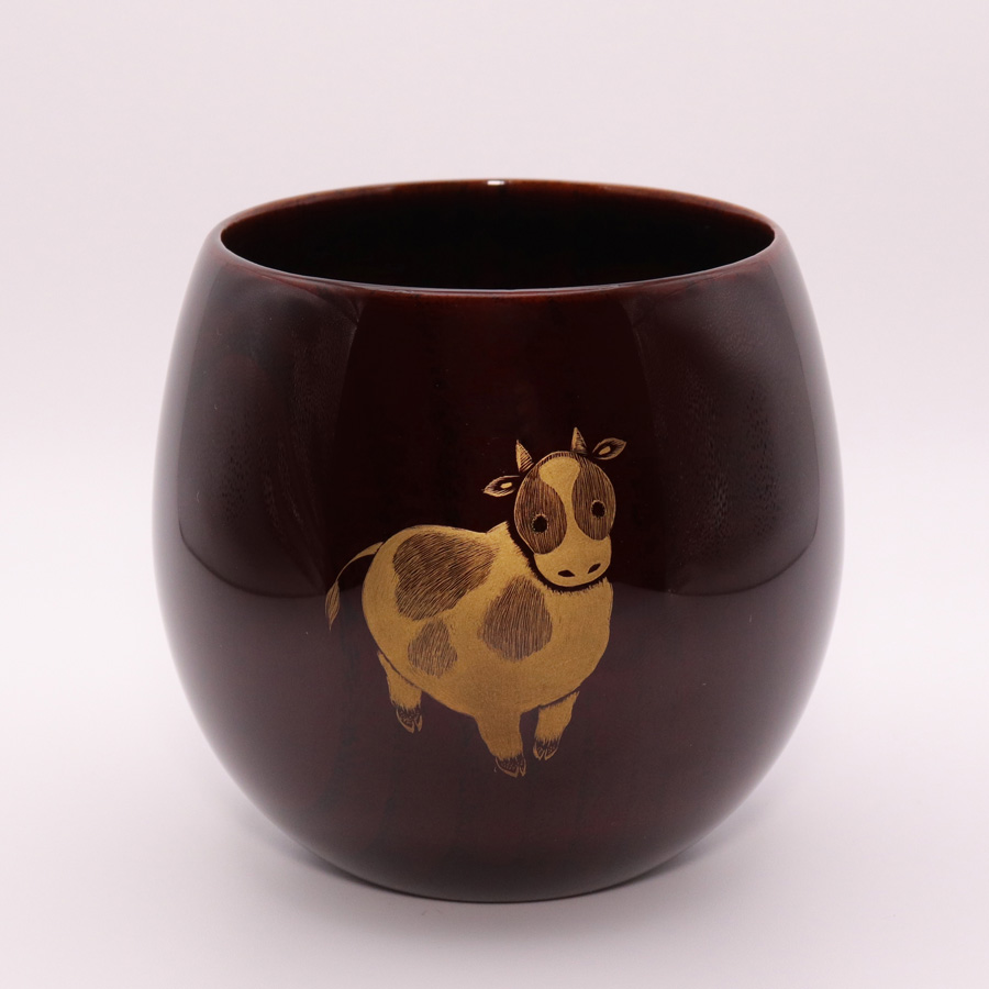 干支カップ 木地呂 沈金 木製 漆塗り 漆器の井助