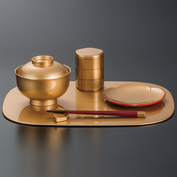 銘々皿 5.0 福梅 金ラメ/銀ラメ 5枚セット FC23-3/4 漆器の井助