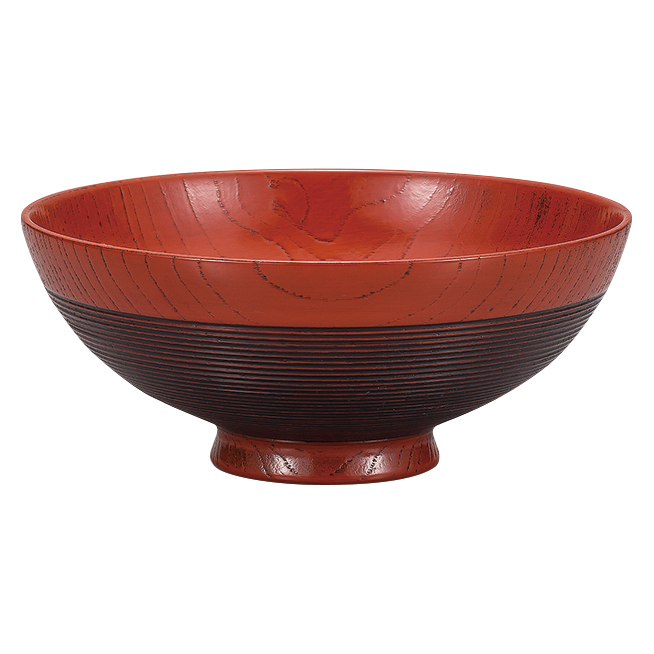 ごはん椀 千筋 根来/曙 大 木製 漆塗り FC10-6/8 漆器の井助
