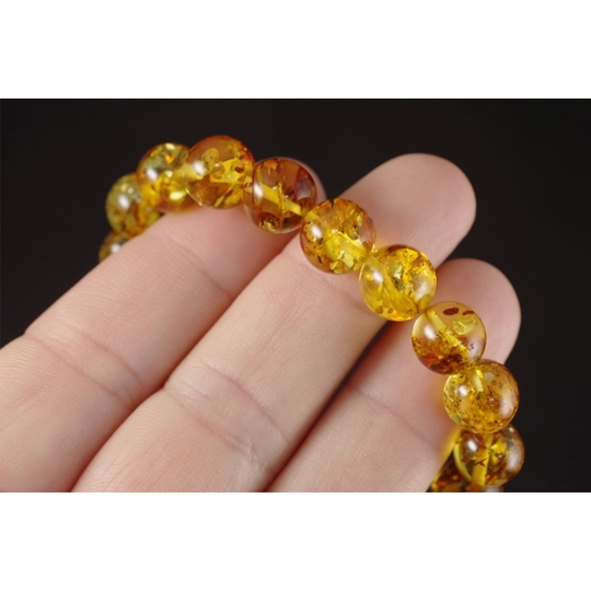 アンバー10mm玉ブレスレット 天然石販売 名取貴石 天然石・国産