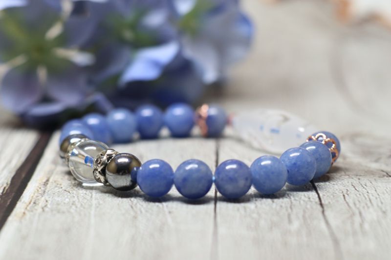 水晶水蓮花天珠ブレスレット 真実の幸福に導く ストレス緩和 健康 - 石