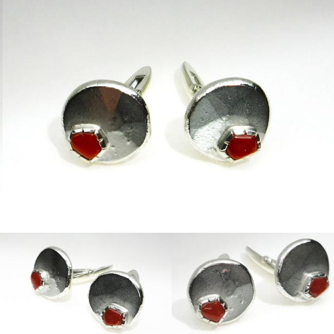 オーダーメイド218-天然血赤珊瑚のメンズカフス