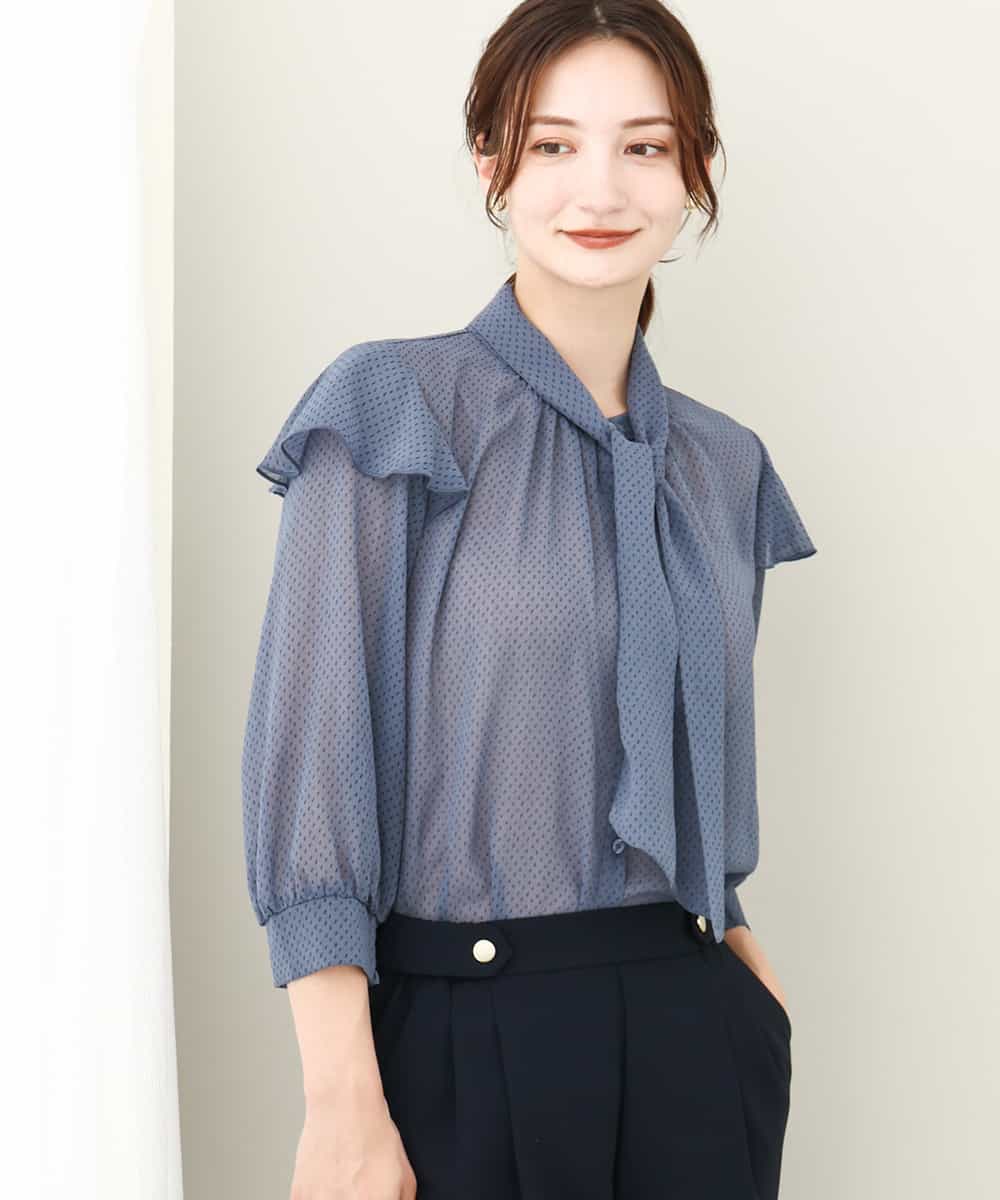 ボウタイ付きドット柄シアーブラウス/洗える(ブラウス・シャツ) | MK