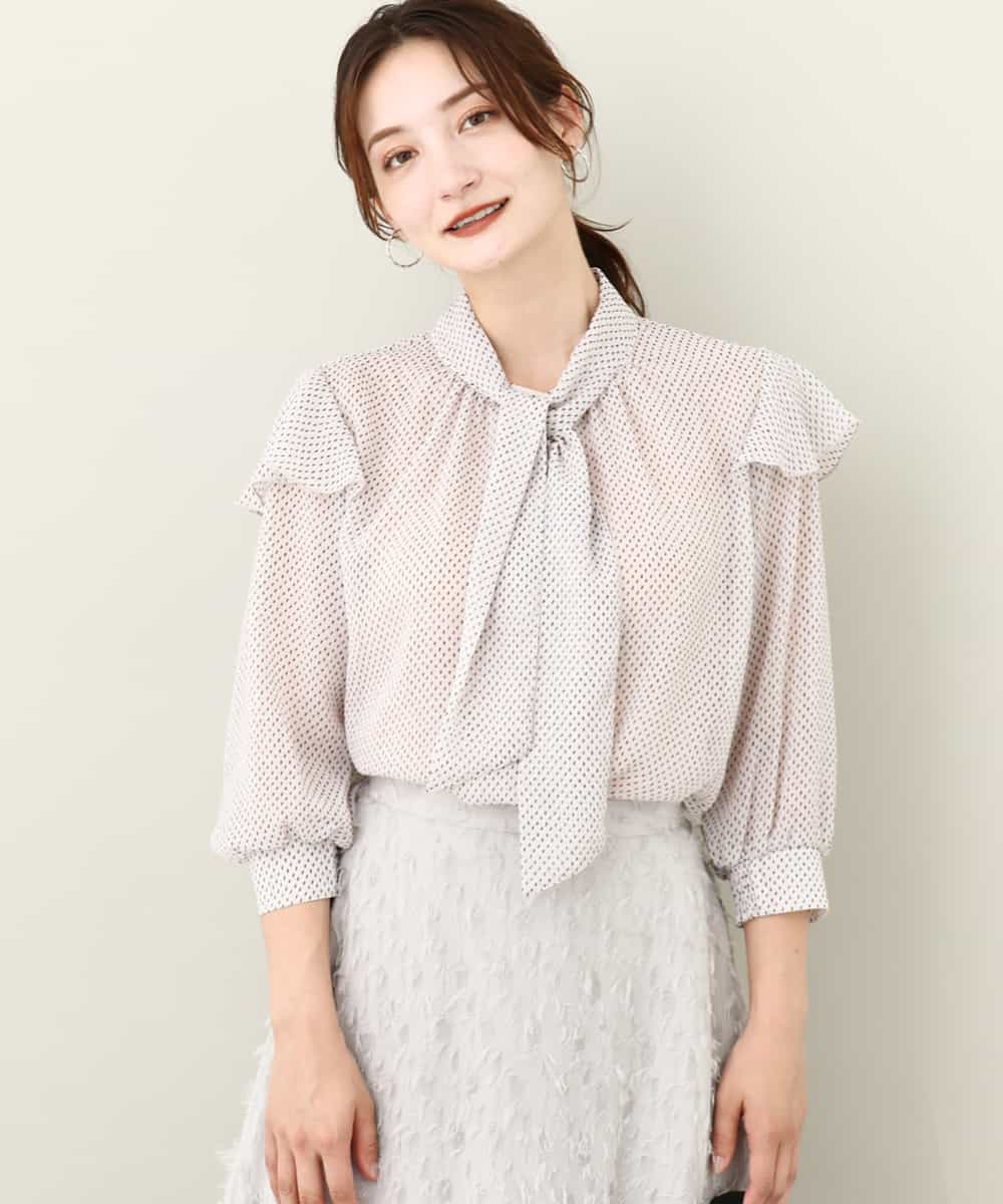 ボウタイ付きドット柄シアーブラウス/洗える(ブラウス・シャツ) | MK
