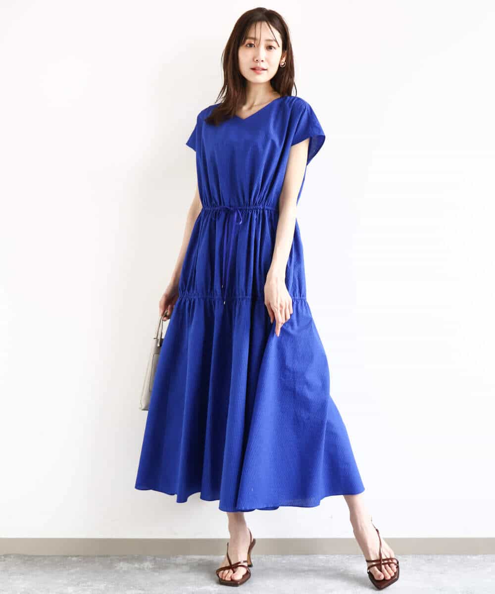 Vネックフレンチスリーブワンピース/洗える(ワンピース) | MK MICHEL