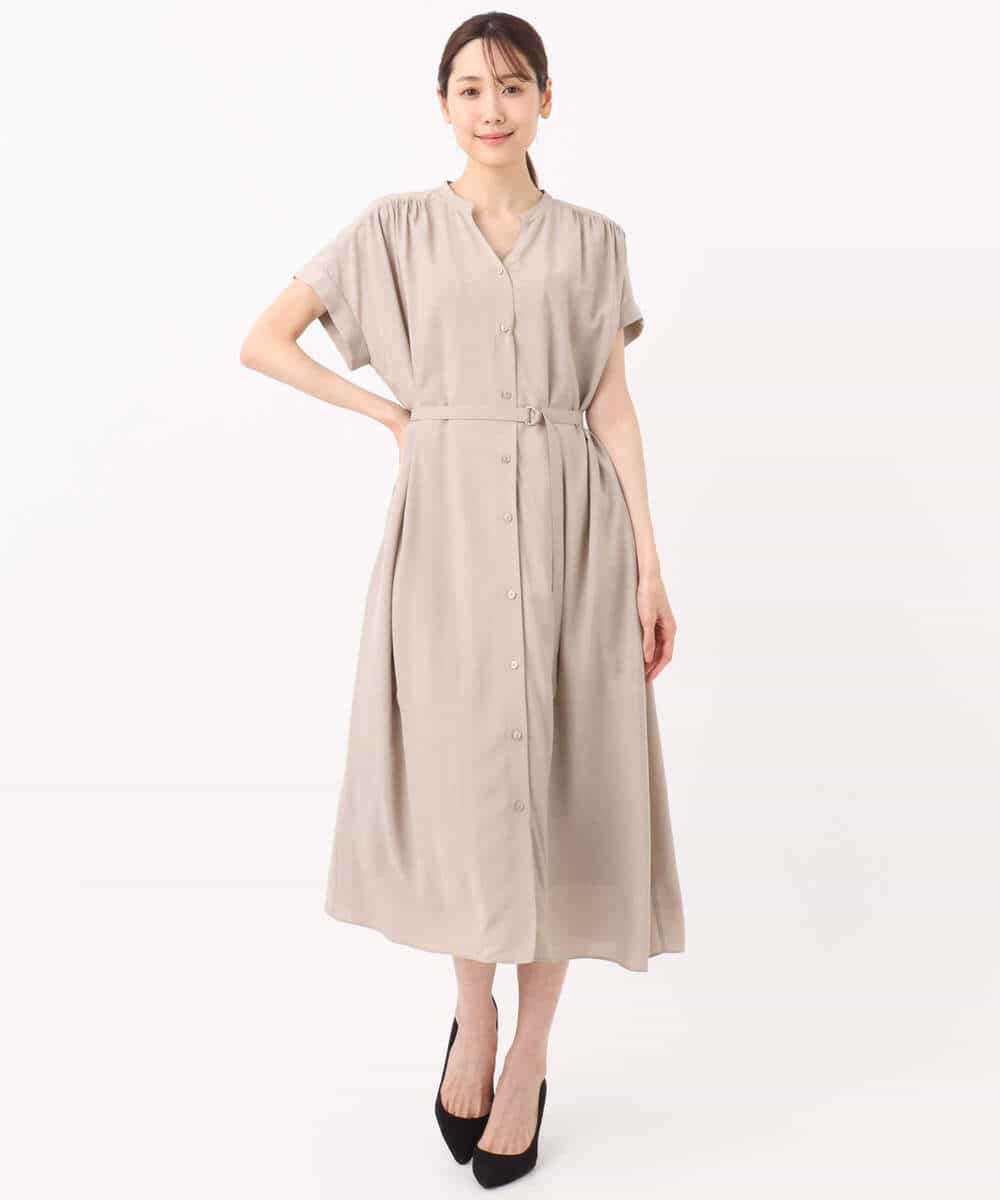 ベルト付きキーネックワンピース/洗える(ワンピース) | MK MICHEL