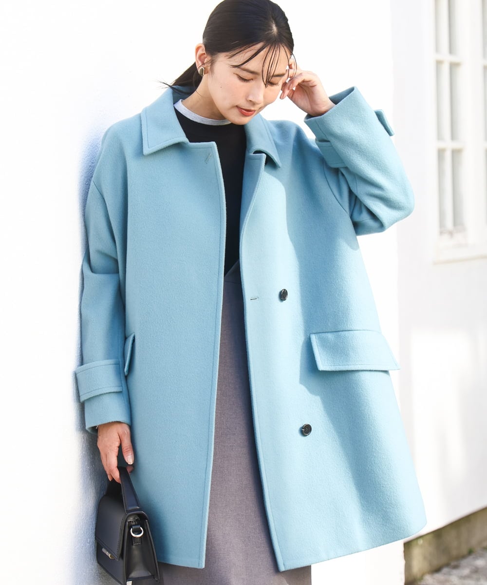 SUPER100sウール スタンドカラーミドルコート(その他のコート