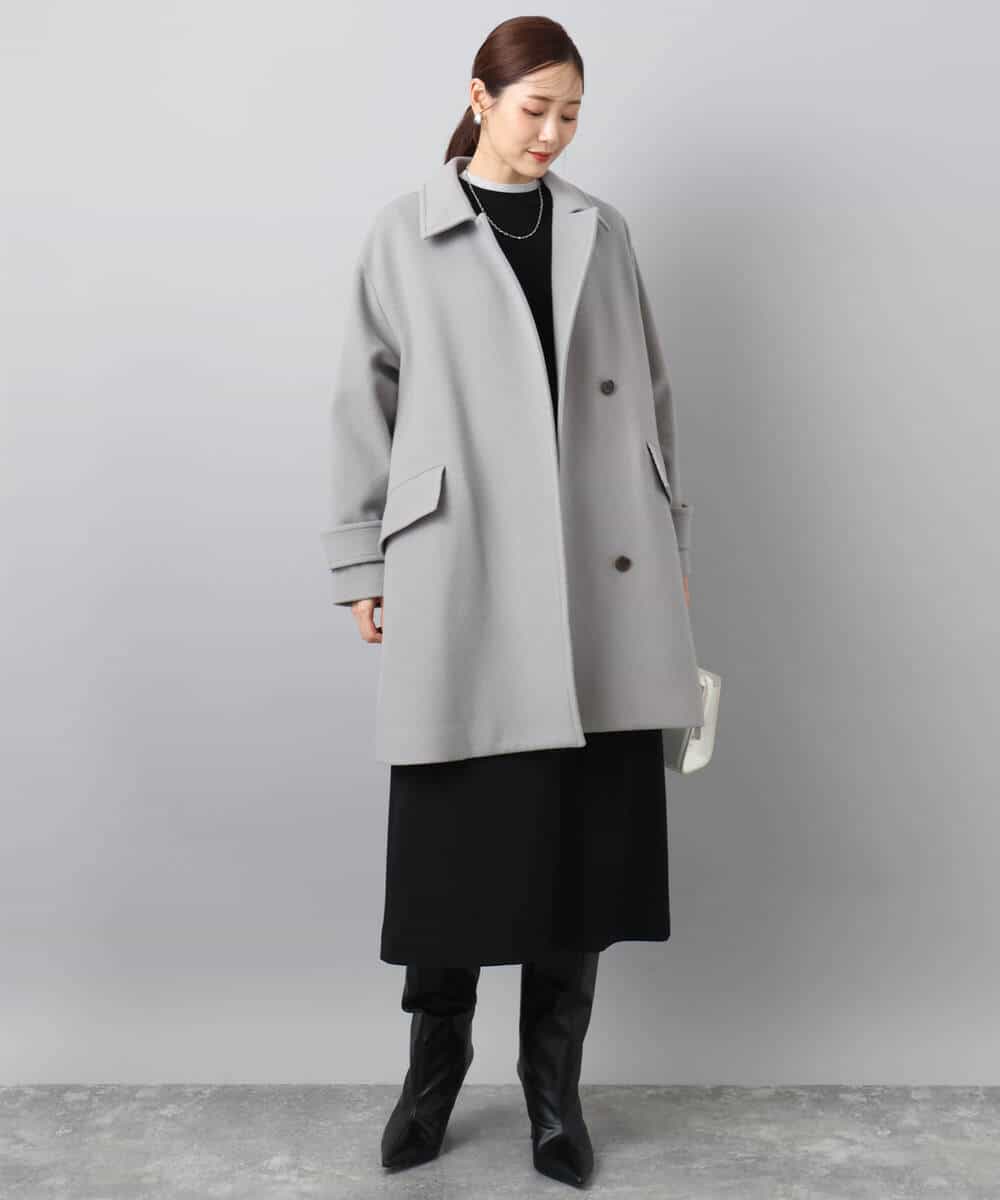 SUPER100sウール スタンドカラーミドルコート(その他のコート
