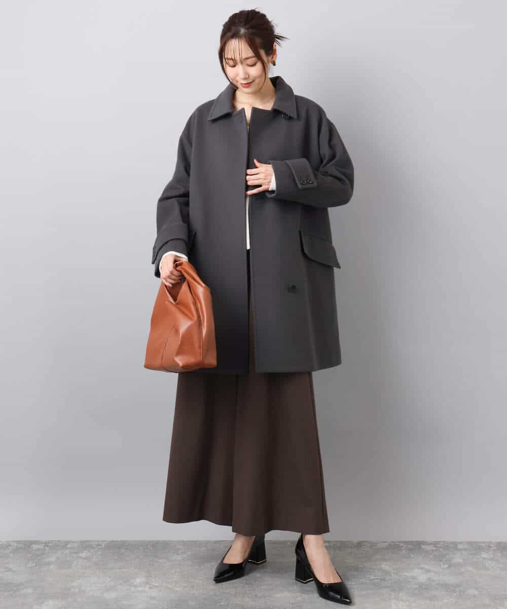 SUPER100sウール スタンドカラーミドルコート(その他のコート