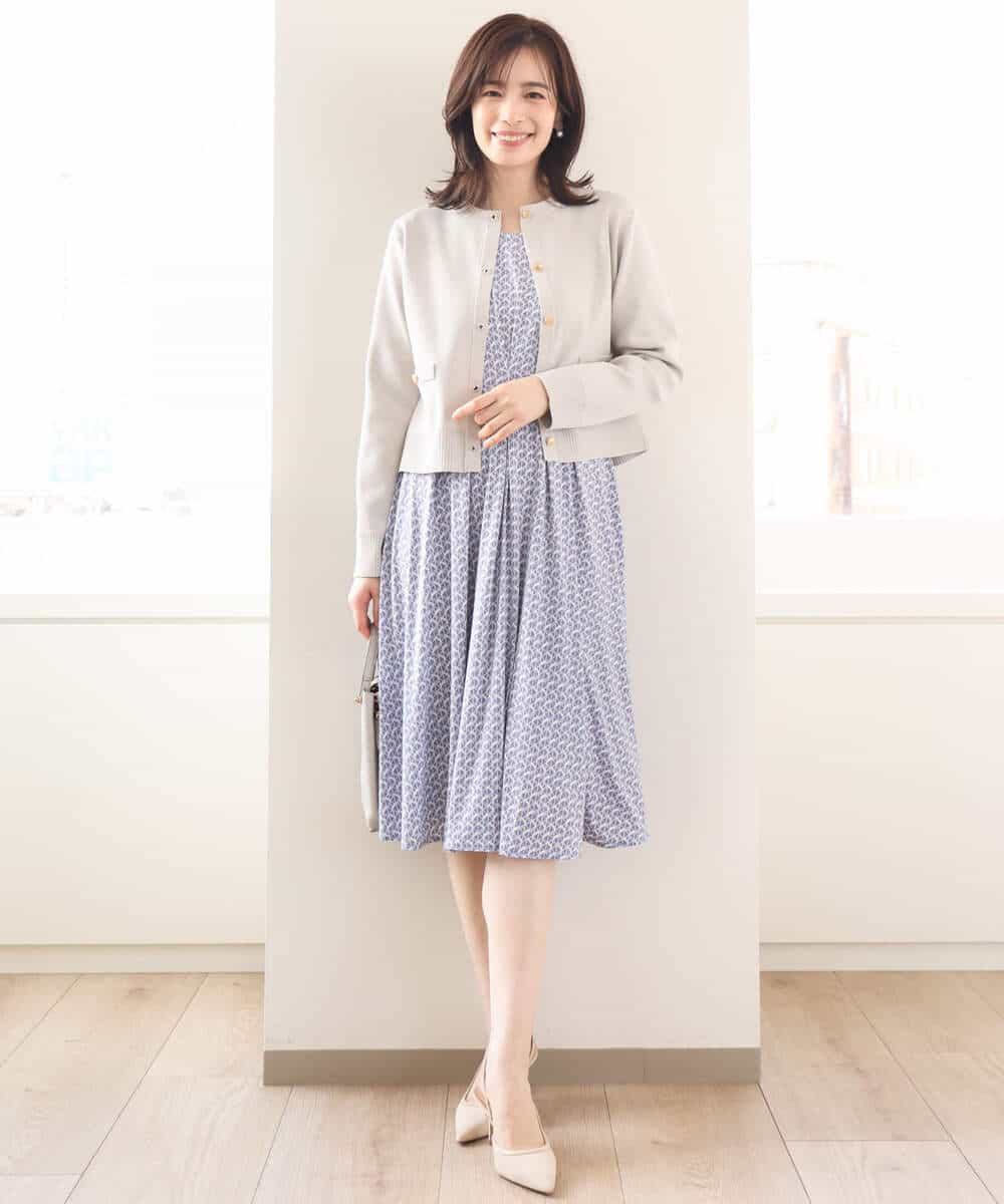 ジオメトリックプリントジャージワンピース/洗える/WEB限定サイズあり