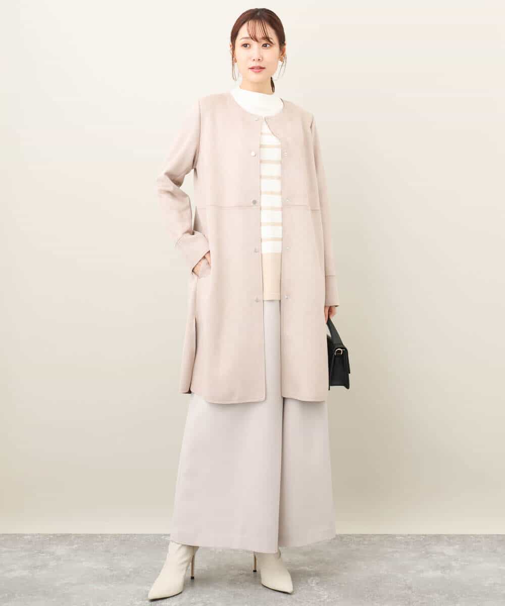 フェイクスウェードノーカラーコート/洗える(ノーカラーコート) | MK