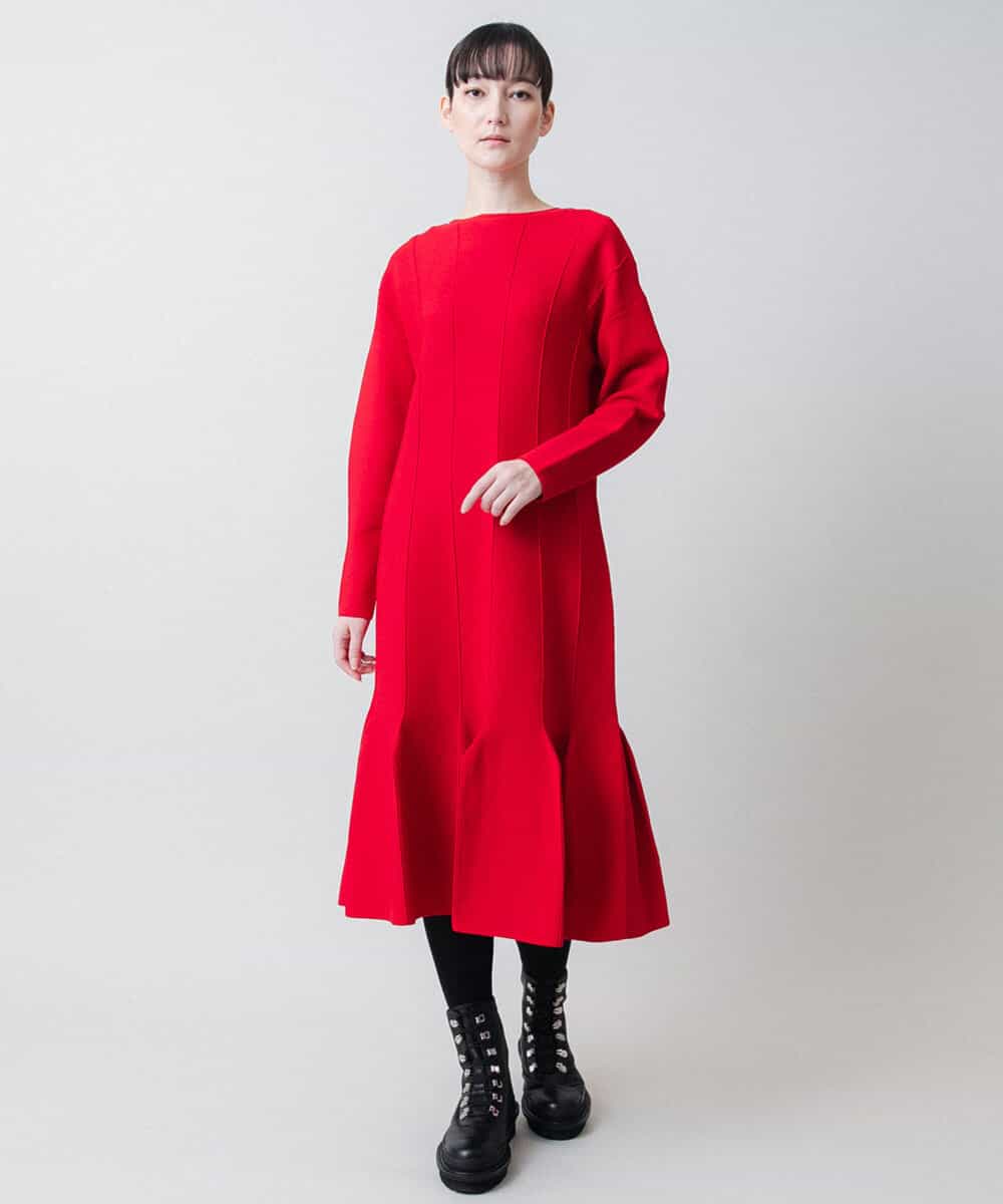 デザインヘムニットワンピース /日本製(ワンピース) | HIROKO KOSHINO