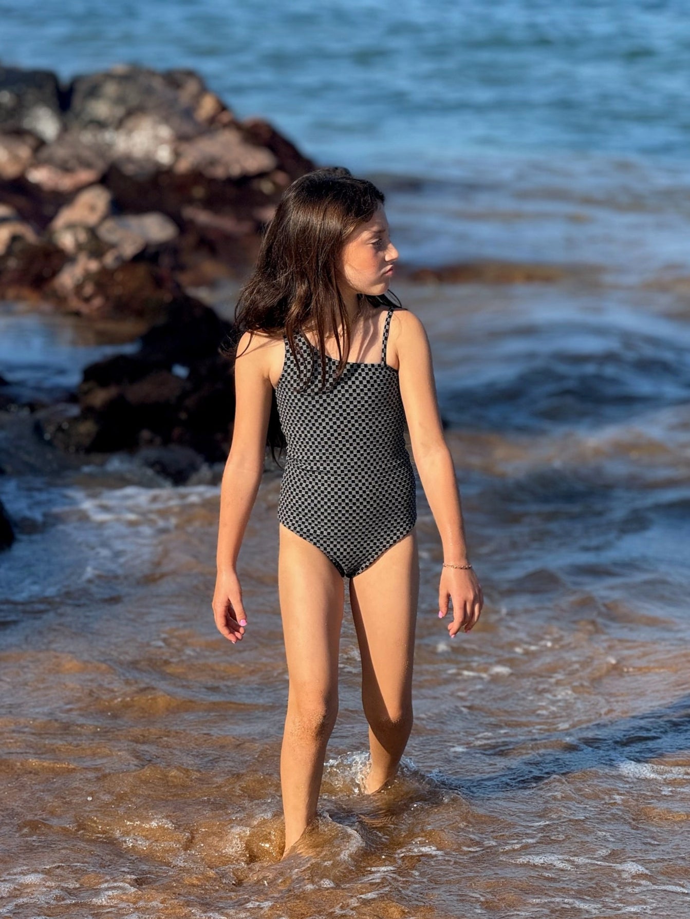 Dalli Girls One Piece - Black Check - JMP The Label