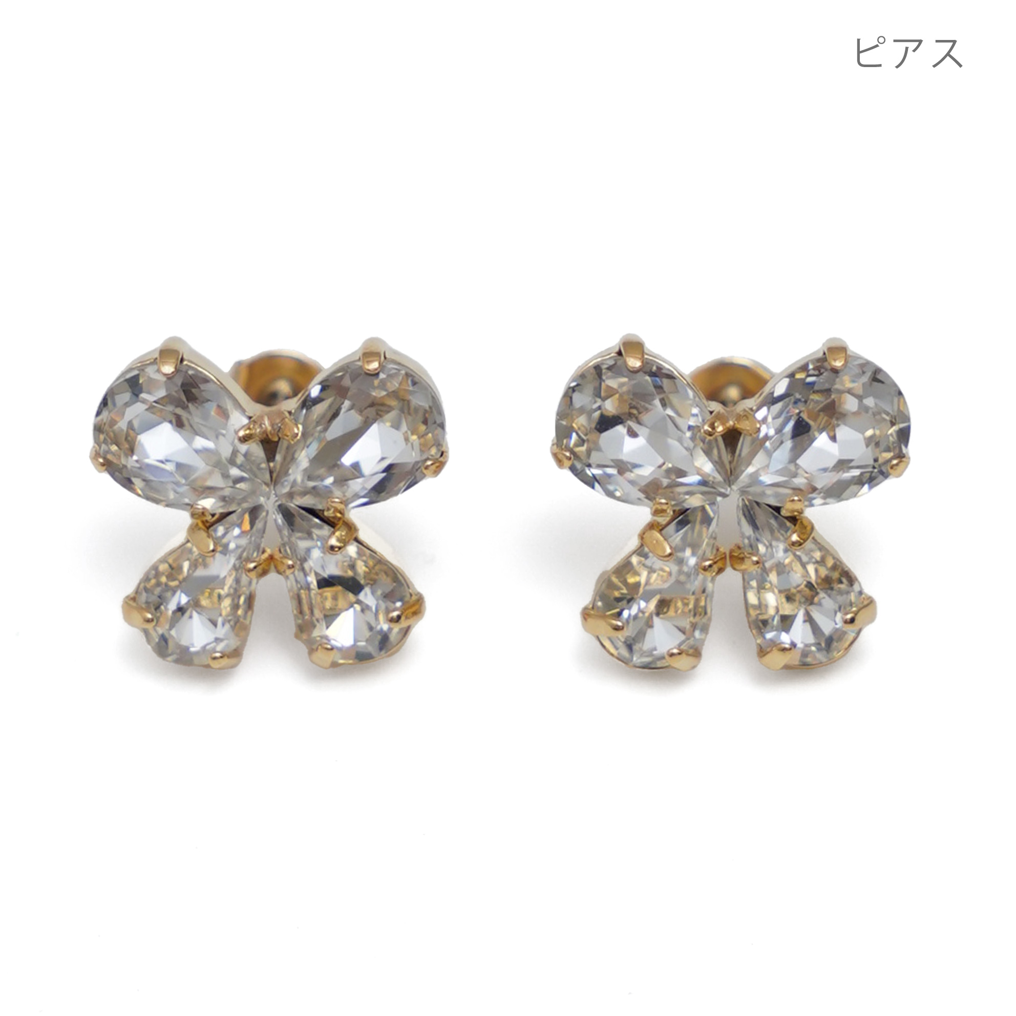 クリスタル リボン ピアス イヤリング Crystal Ribbon Pierce Earring