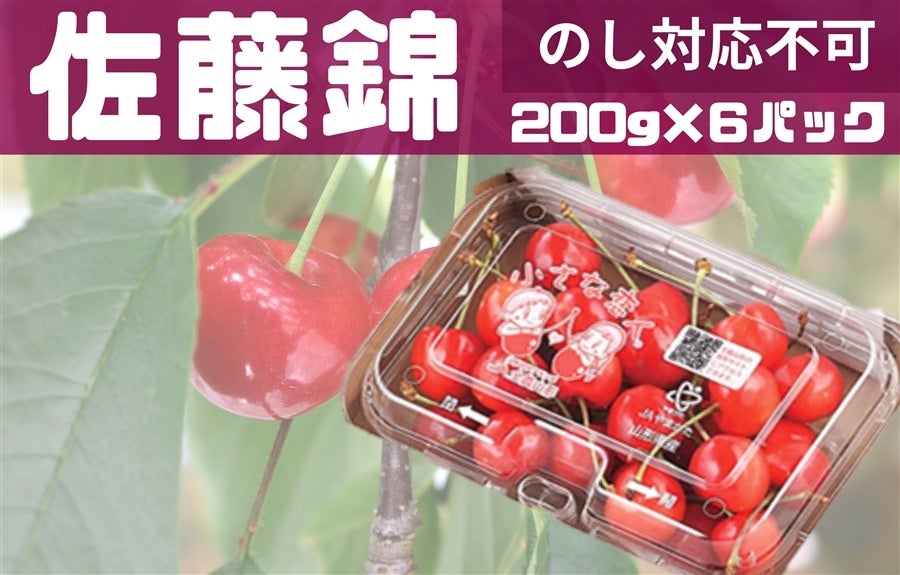 のしなし】さくらんぼ佐藤錦200g×6ﾊﾟｯｸ 計1.2㎏: 小さな
