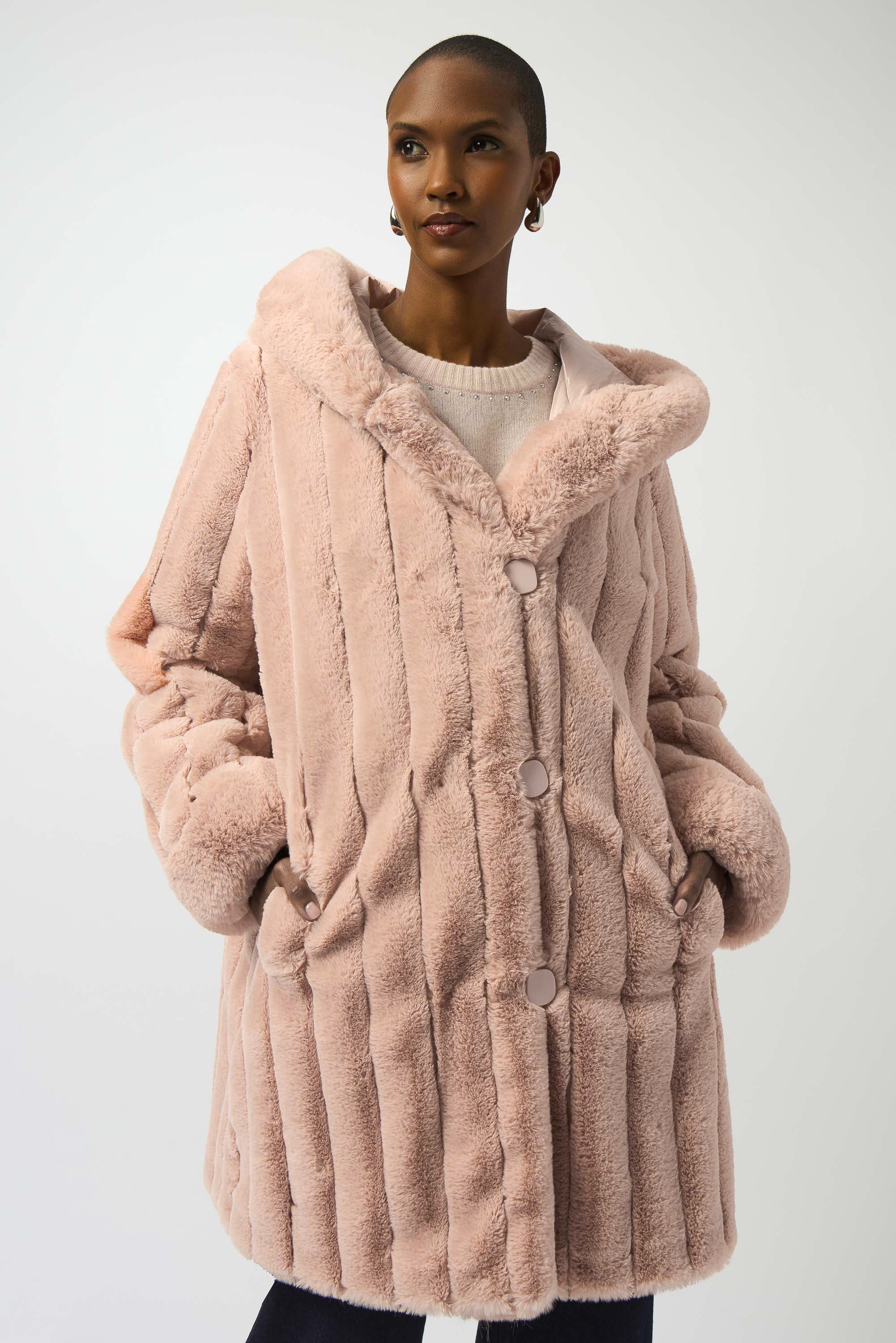 Joseph Ribkoff | Reversible Coat Faux Fur Coat – Jaboli Boutique