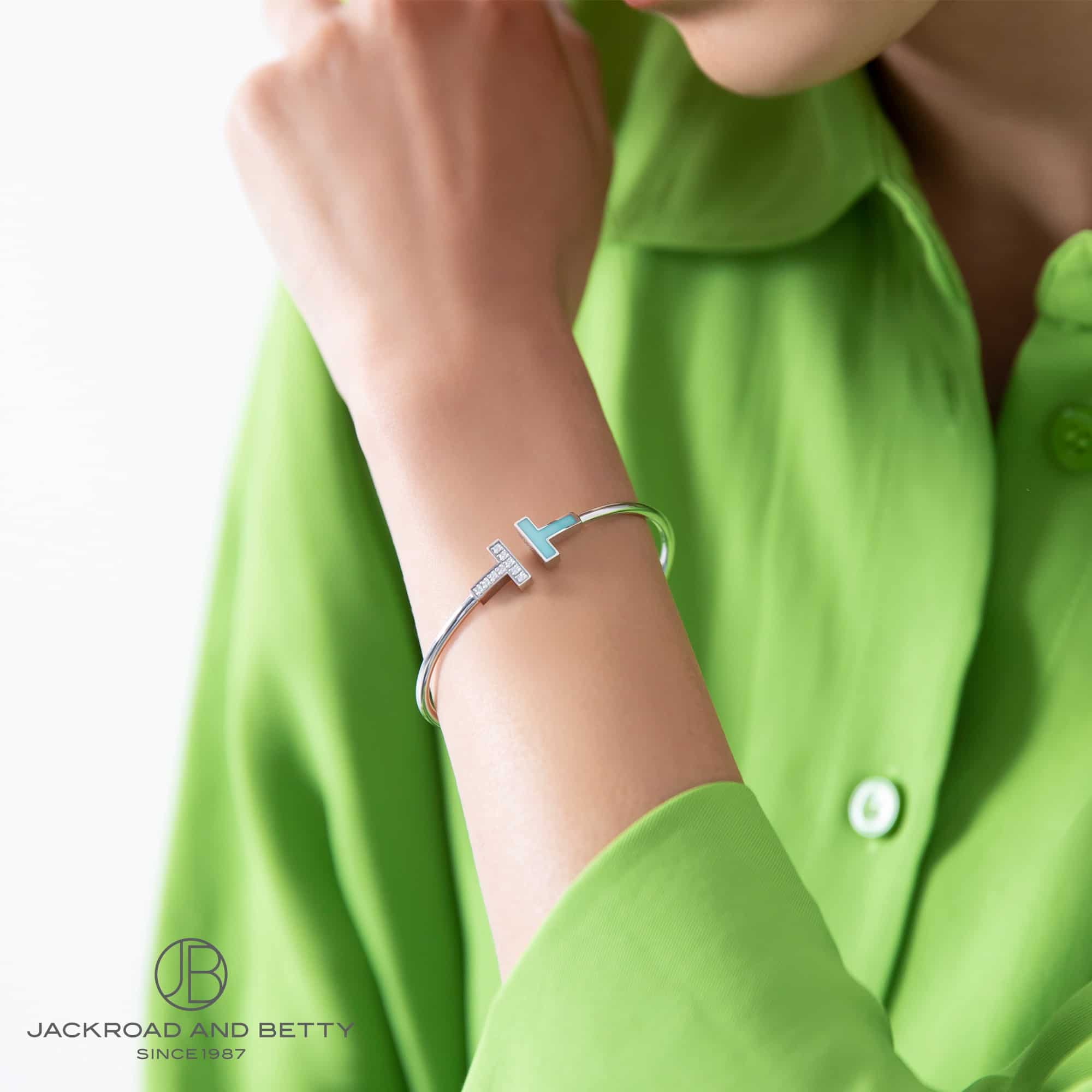 Tワイヤー ダイヤモンド＆ターコイズ ブレスレット M WG[64029037] T