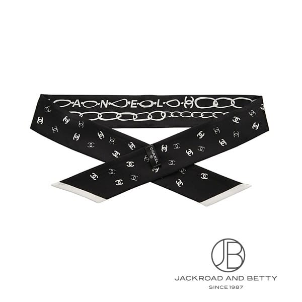 シルク ツイル ヘアバンド スカーフ ブラック 黒[] Hairband Scarf