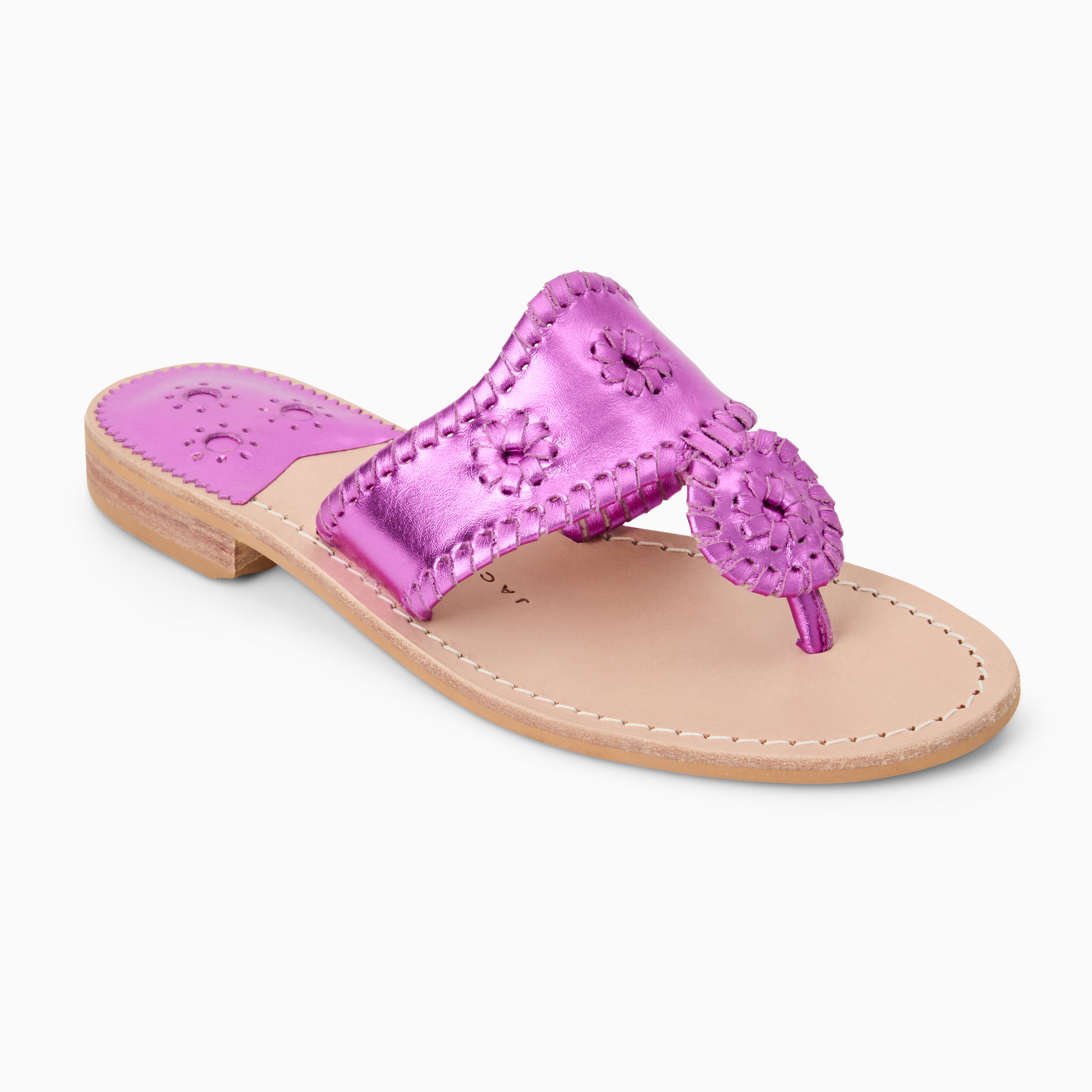 Jack Rogers Jacks Flat Leather Sandal – Magenta Pink – Jack Rogers USA