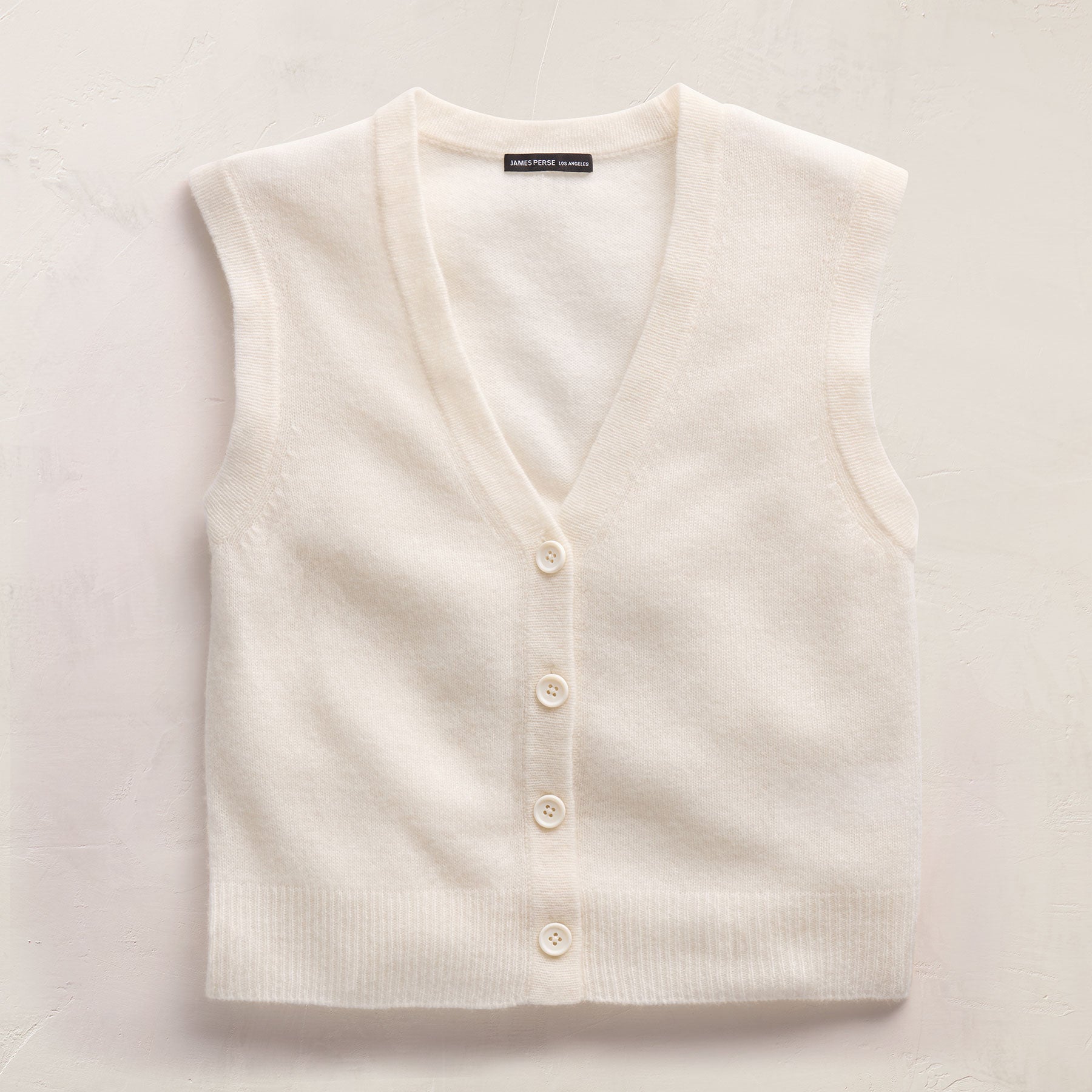 Soft Featherweight Cashmere Buttoned Vest - Oyster | James Perse