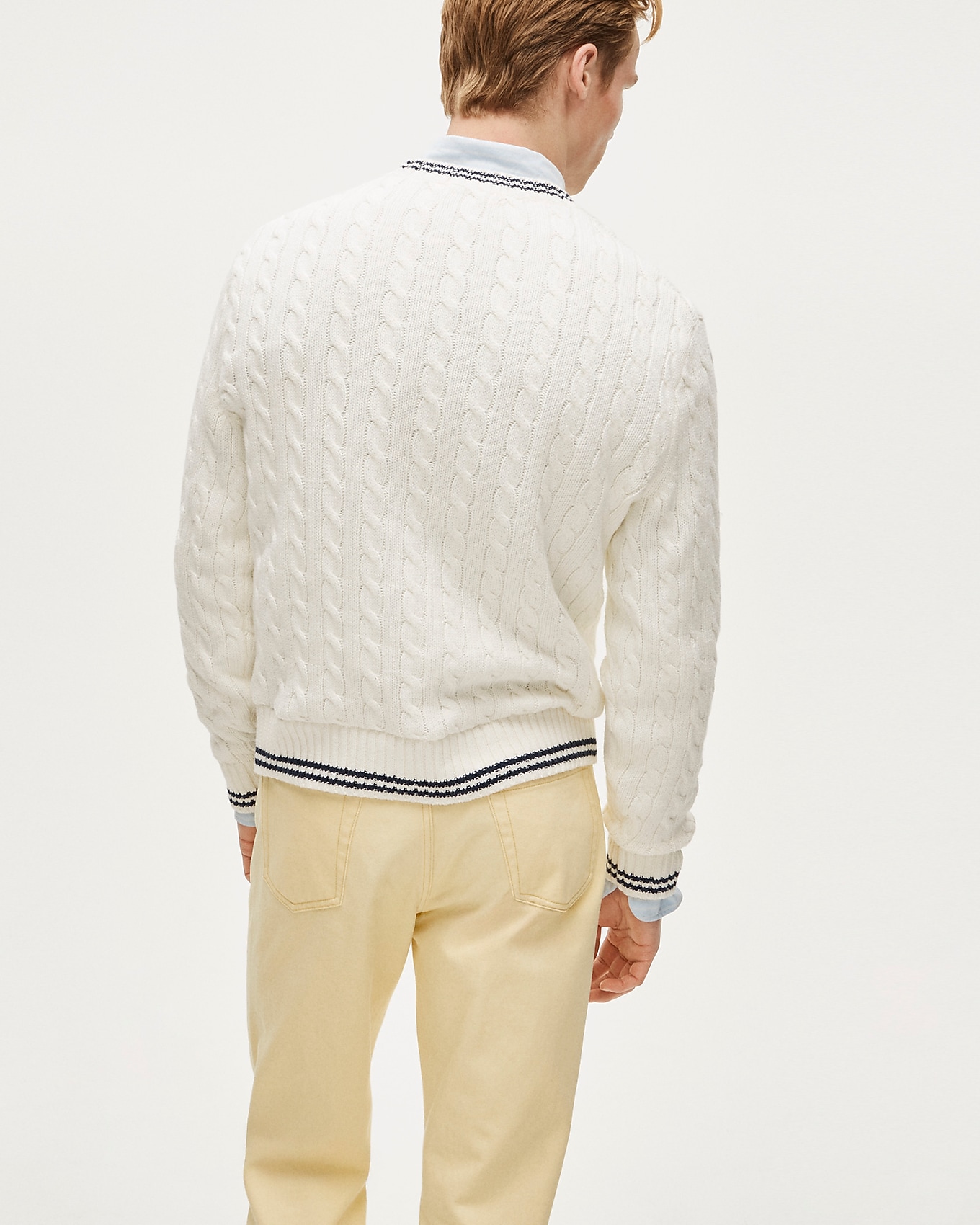 Heritage Cotton Tipped Cable-knit Sweater For Men | J.Crew