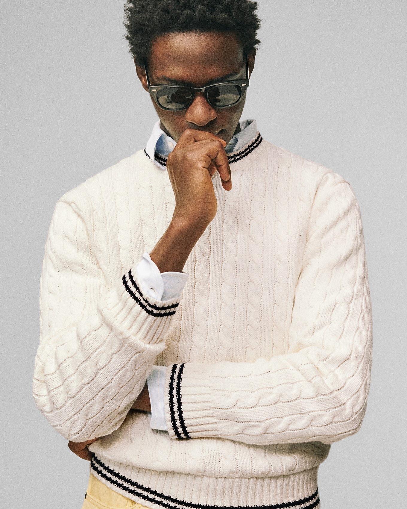 Heritage Cotton Tipped Cable-knit Sweater For Men | J.Crew