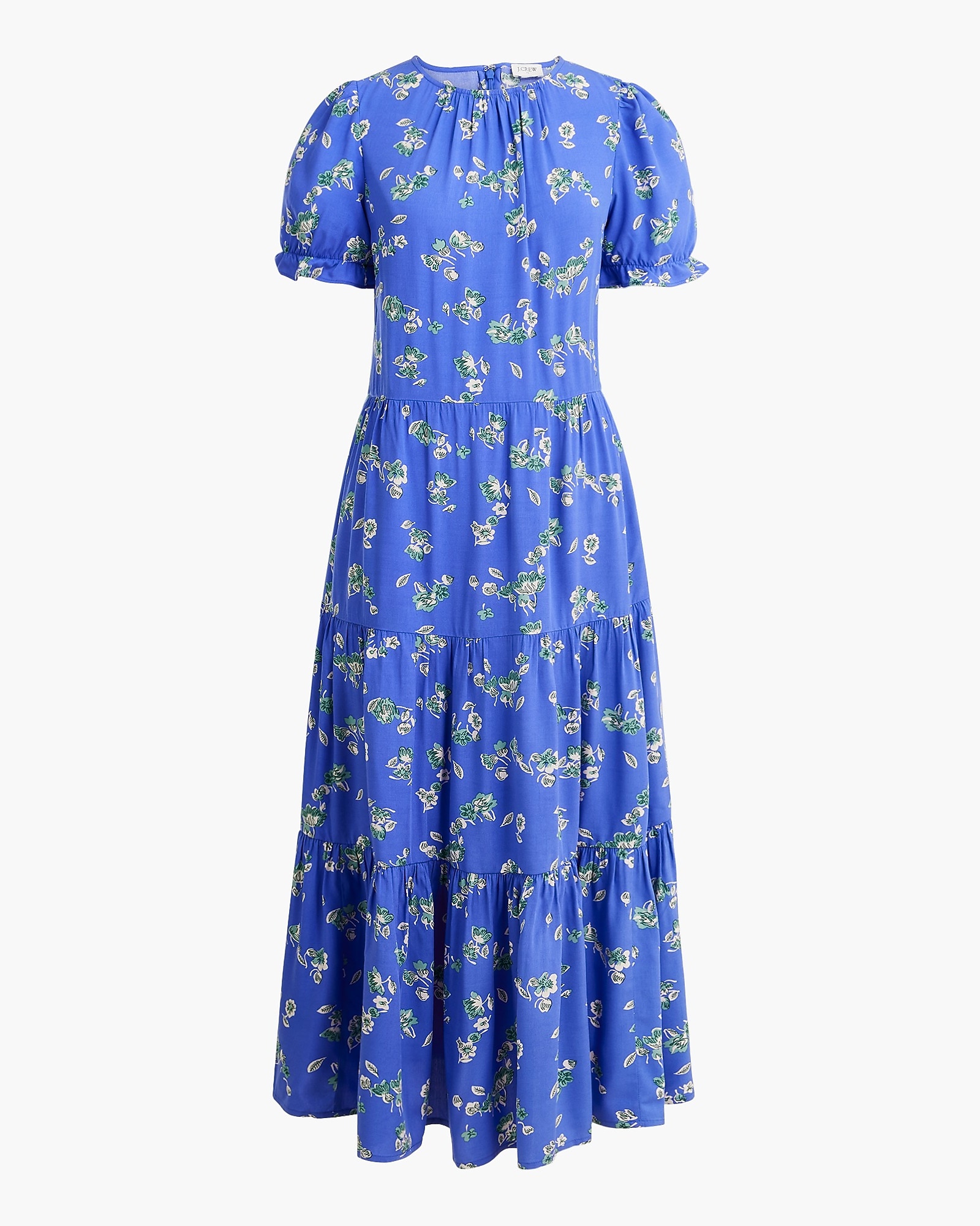 Puff-sleeve Tiered Midi Dress For Women | Factory