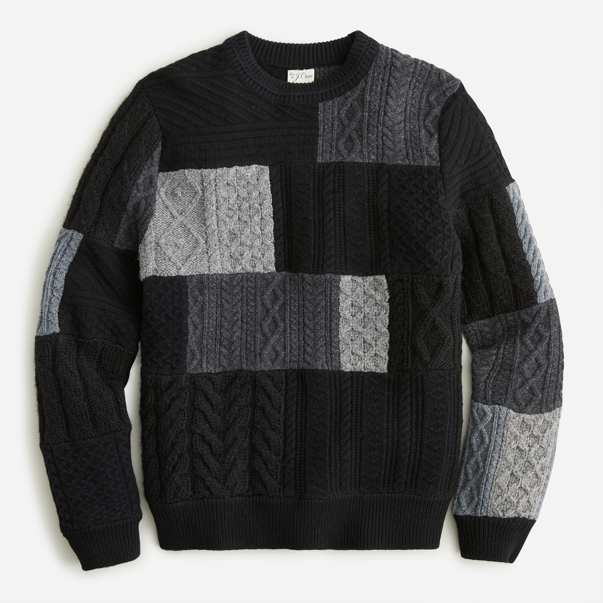 Patchwork Cable-knit Sweater In Wool Blend For Men | J.Crew