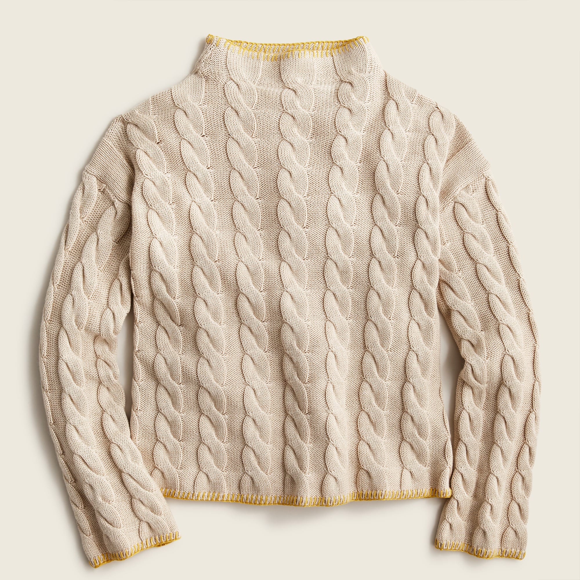 Cotton-cashmere Cable-knit Mockneck Sweater For Women | J.Crew