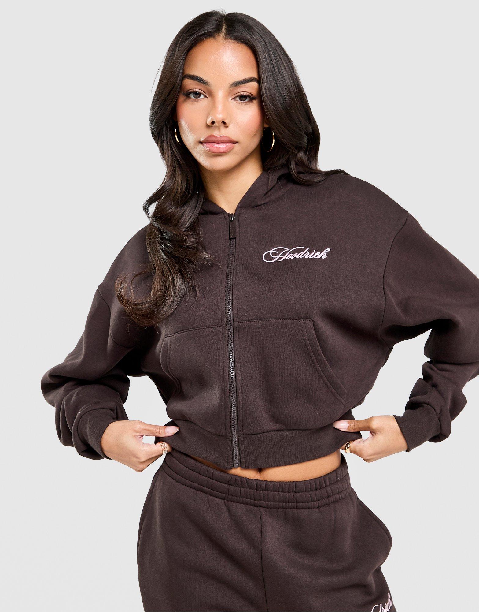 Brown Hoodrich Poise Crop Hoodie - JD Sports Singapore