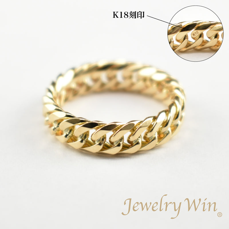 リング 喜平リング K18 幅5.5mm ダブル6面カット ハードタイプ