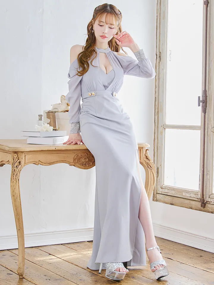 即日発送】オフショルシアーロングドレス/キャバドレス【S-Lサイズ/4