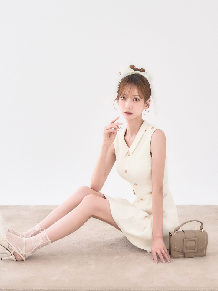 送料無料】【即日発送】新色登場！襟付きノースリーブプリーツミニ