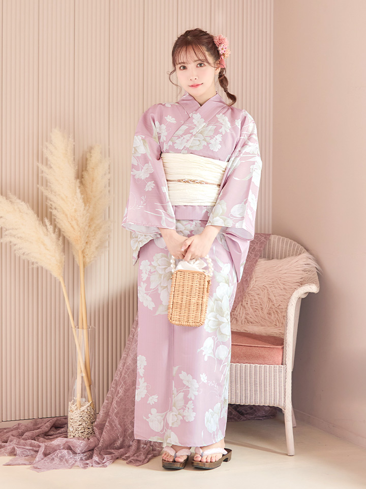 即日発送】【浴衣セール！】【浴衣】大胆な牡丹が咲き誇るピンク地浴衣