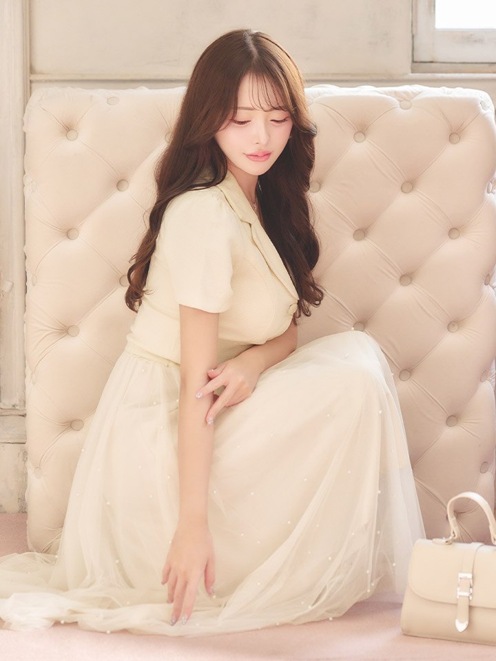 sifeel/シフィール】襟付きツイードチュールスカートセットアップ