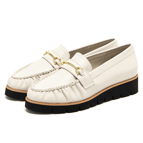 トラックソールビットローファー(22.5cm ベージュスエード