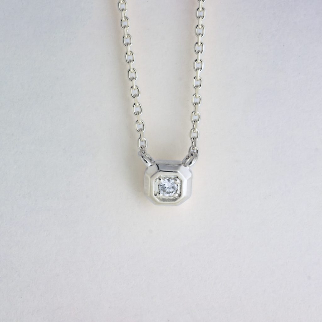 K10WG ダイヤモンド ネックレス 四角形