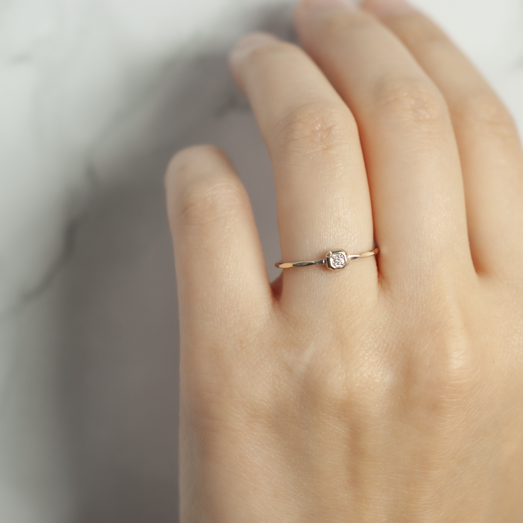 K10 ダイヤモンド リング 八角形