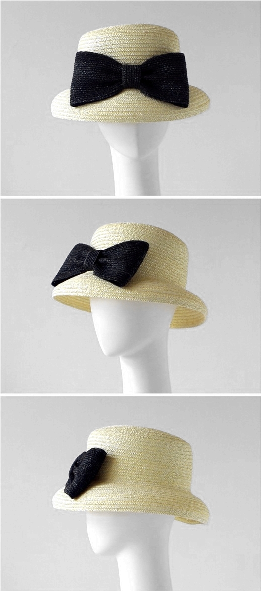 GREVI グレヴィ帽子】前 リボン 麦わら帽子 ストローハット UVカット