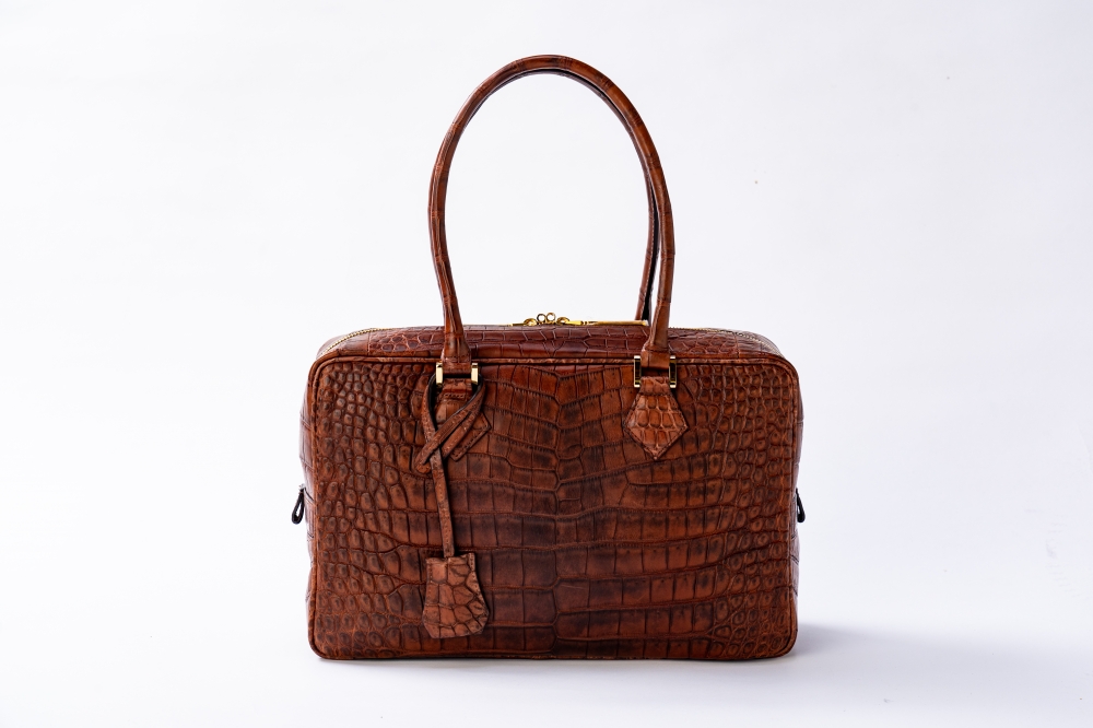 クロコダイル スクエアボストンバッグ ｜ エキゾチックレザー