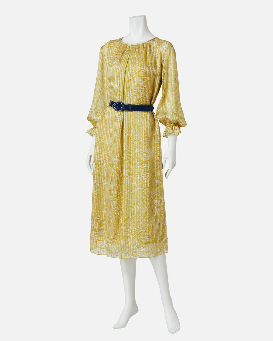 jun ashida - ベルト付きシルクシフォンサテンジャカードワンピース