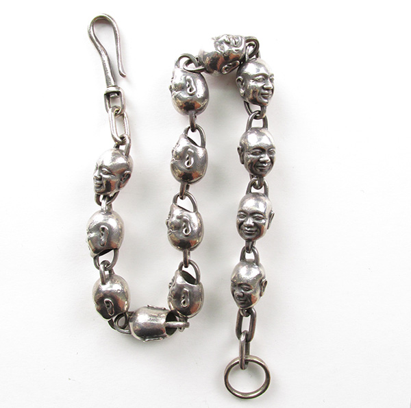 エヴィス ヤマネデラックス フェイス シルバー ウォレットチェーンの