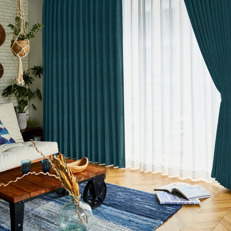 レヴィ カーテン JE-98070 ブルーグリーン ｜ジャストカーテン