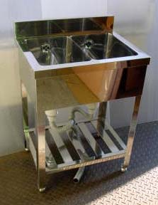 2槽シンク（業務用2槽流し台） 600x450x高（800＋90）