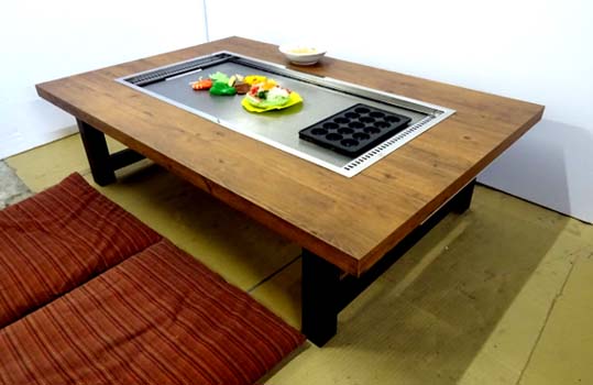 たこ焼＋鉄板焼（お好み焼）兼用テーブル 4人用 座敷用 ガス用