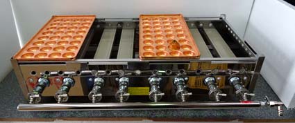 業務用たこ焼器 手打ち銅板ジャンボ32穴x4連